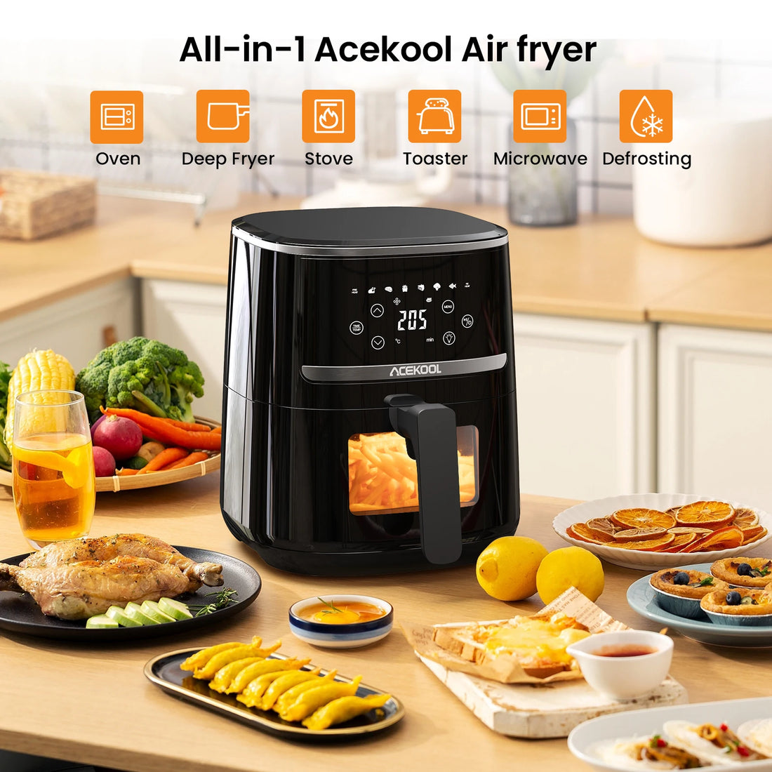 5 Quart Digital Display Air Fryer with 8 Cooking Presets Oil-Free Cooker